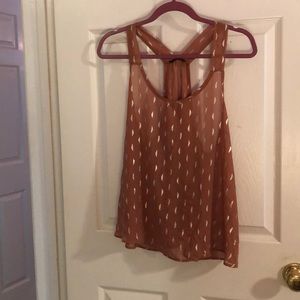 Brown Sheer Tank with Silver Design